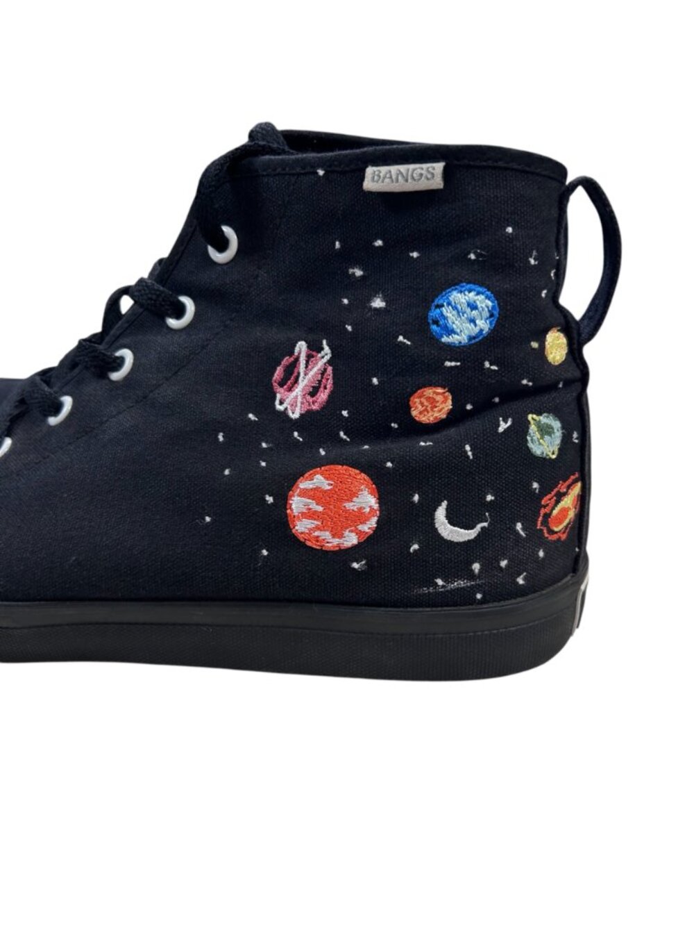 BANGS Universe Planet High Top Sneaker US Men 11 Canvas Black Embroidered - Picture 2 of 8